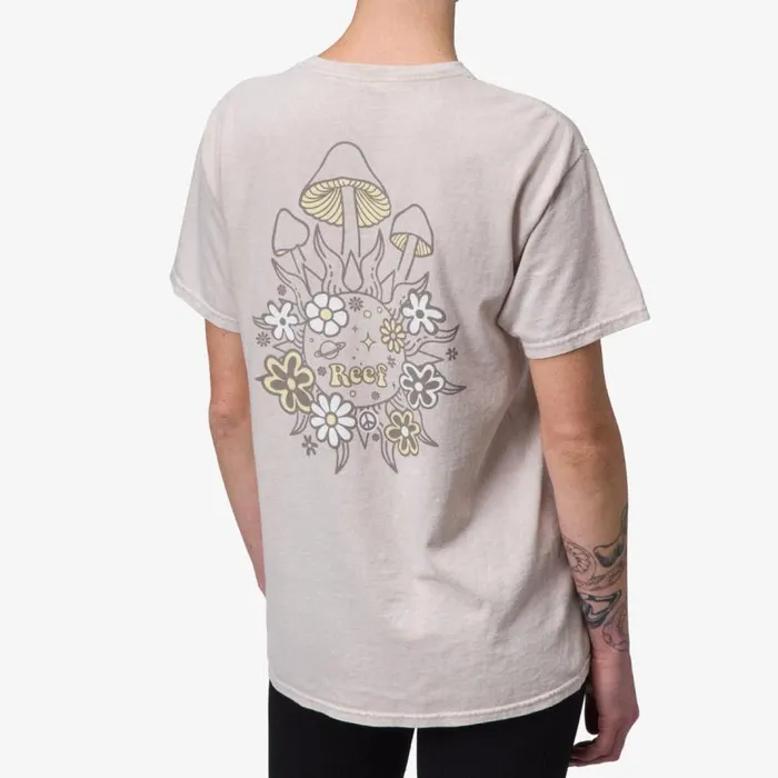 Far Out Short Sleeve Washed Tee Almond Milk Mineral Women Reef Tshirts and Tanks