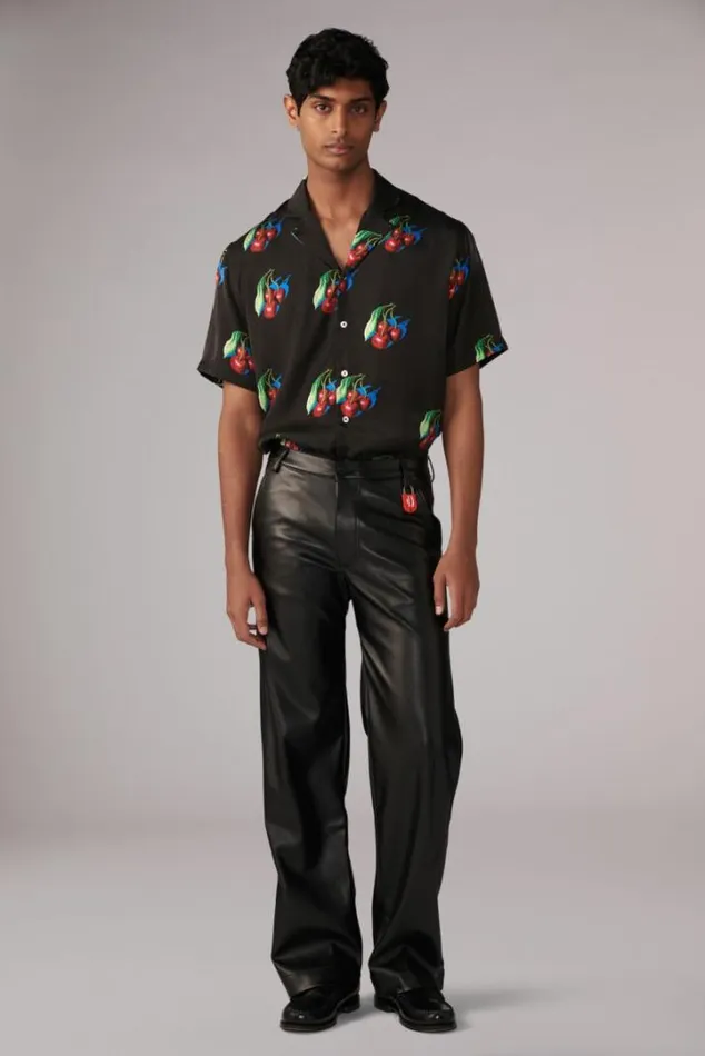 Faux Leather Trousers Black Black Men Fiorucci