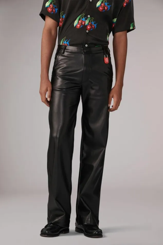 Faux Leather Trousers Black Black Men Fiorucci Faux Leather Trousers Black Black Men Fiorucci