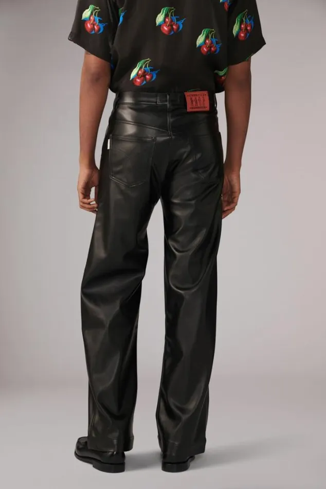 Faux Leather Trousers Black Black Men Fiorucci Faux Leather Trousers Black Black Men Fiorucci