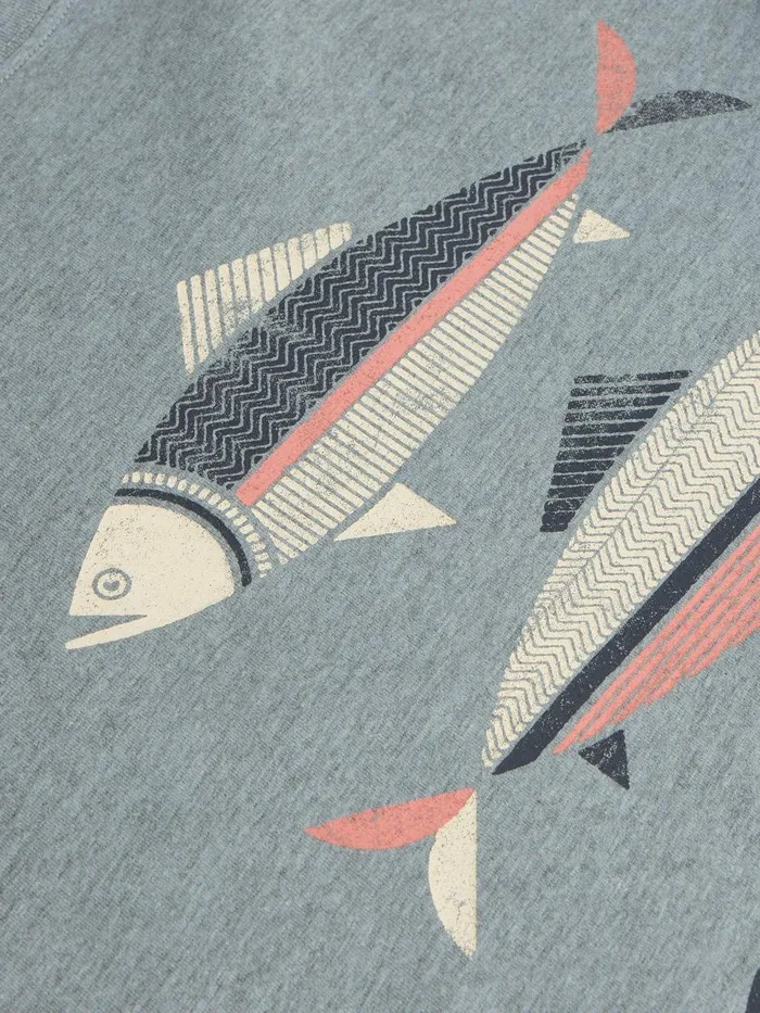 Fish Graphic Short Sleeve Tee Denim Print Men White Stuff TShirts Fish Graphic Short Sleeve Tee Denim Print Men White Stuff TShirts