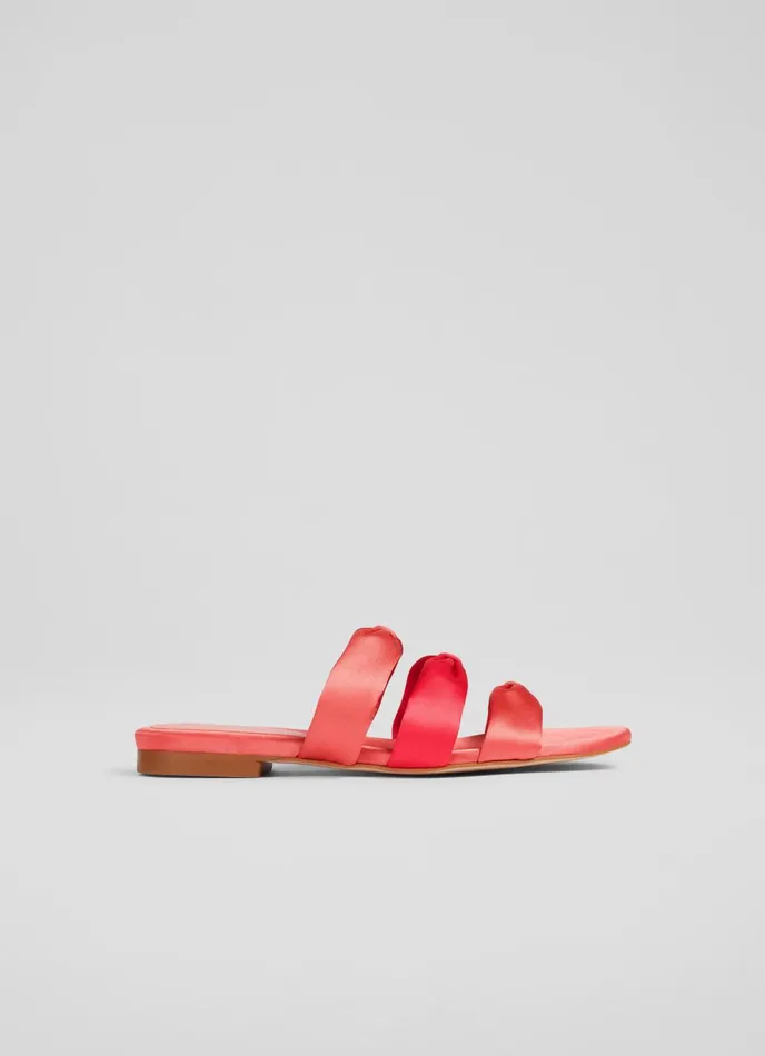 Flats Women LKBennett Jayla Pink Satin Knotted Flat Sandals Pink