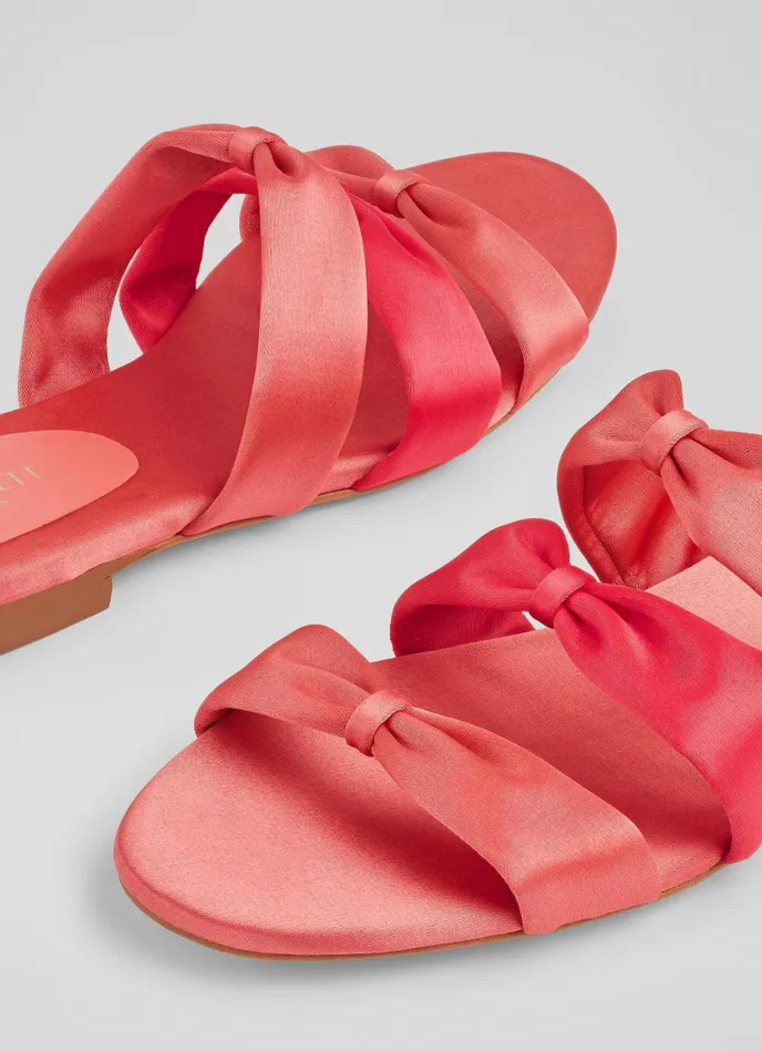 Flats Women LKBennett Jayla Pink Satin Knotted Flat Sandals Pink Flats Women LKBennett Jayla Pink Satin Knotted Flat Sandals Pink