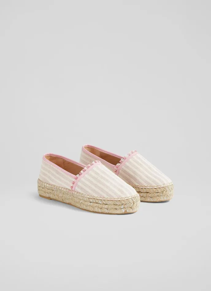 Flats Women LKBennett Tiana Pink Canvas Flatform Espadrilles Light Pink Flats Women LKBennett Tiana Pink Canvas Flatform Espadrilles Light Pink