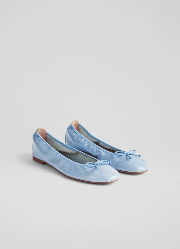 Flats Women LKBennett Trilly Blue Crinkled Patent Ballet Pumps Storm Flats Women LKBennett Trilly Blue Crinkled Patent Ballet Pumps Storm