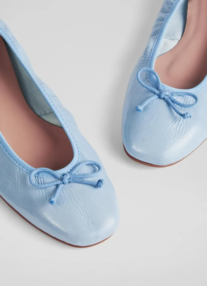 Flats Women LKBennett Trilly Blue Crinkled Patent Ballet Pumps Storm Flats Women LKBennett Trilly Blue Crinkled Patent Ballet Pumps Storm