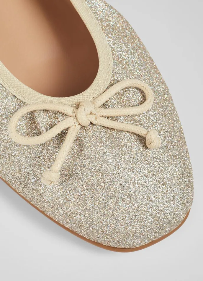 Flats Women LKBennett Trilly Gold Glitter Ballet Pumps Metallic Flats Women LKBennett Trilly Gold Glitter Ballet Pumps Metallic