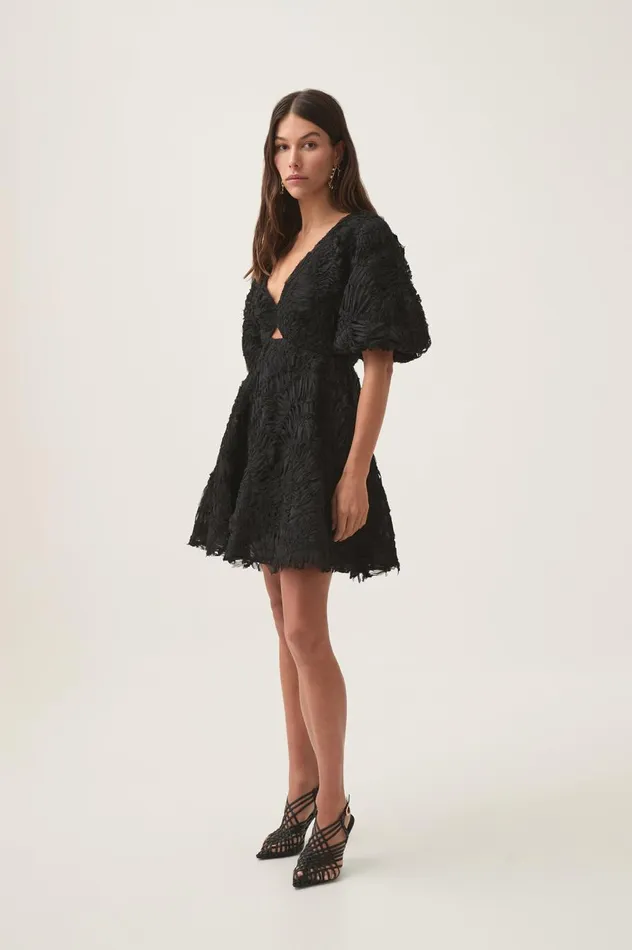 Florential Mini Swing Dress Black Women Aje Dresses Florential Mini Swing Dress Black Women Aje Dresses