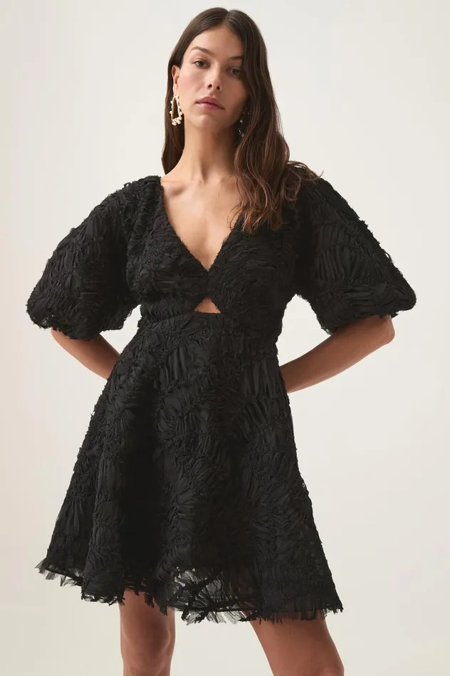 Florential Mini Swing Dress Black Women Aje Dresses Florential Mini Swing Dress Black Women Aje Dresses