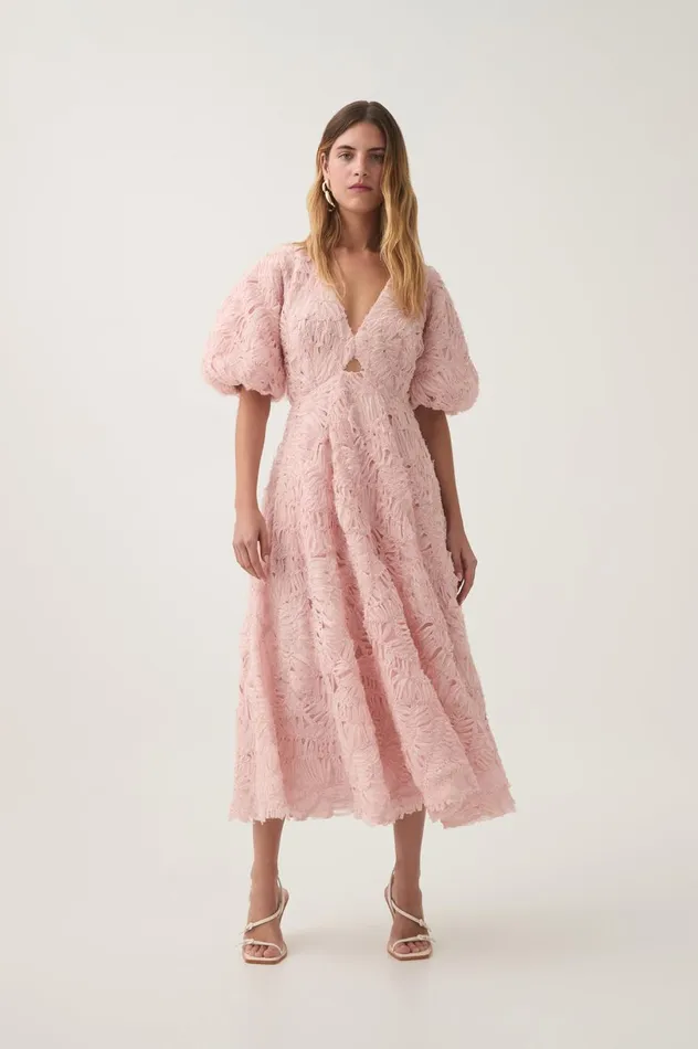 Florential Textured Midi Dress Rosewater Women Aje Dresses