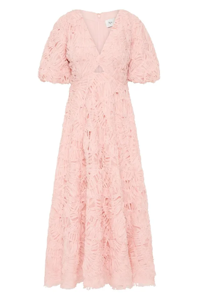 Florential Textured Midi Dress Rosewater Women Aje Dresses Florential Textured Midi Dress Rosewater Women Aje Dresses
