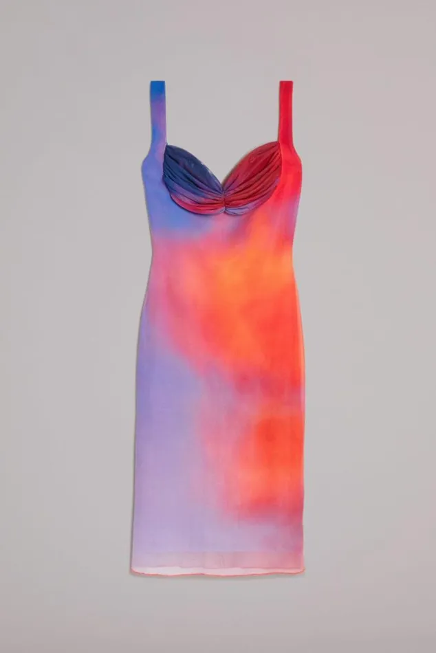 Flower Blur Gloria Midi Dress Red Red Women Fiorucci Flower Blur Gloria Midi Dress Red Red Women Fiorucci