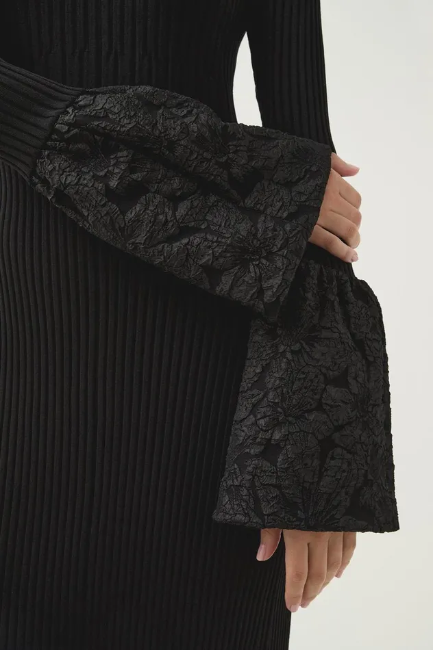 Flute Knit Midi Dress Black Women Aje Dresses Flute Knit Midi Dress Black Women Aje Dresses