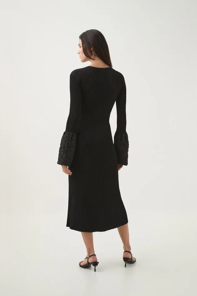 Flute Knit Midi Dress Black Women Aje Dresses Flute Knit Midi Dress Black Women Aje Dresses