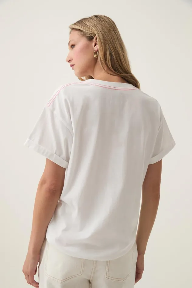Fondness Embellished Logo Tee Whitesunrise Pink Logo Women Aje Tees Fondness Embellished Logo Tee Whitesunrise Pink Logo Women Aje Tees