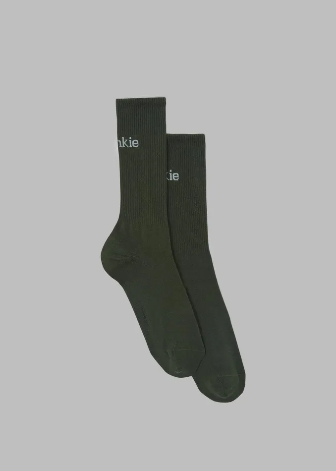 Frankie In English Ribbed Socks 8211 Army Green WomenMen The Frankie Shop Accessories