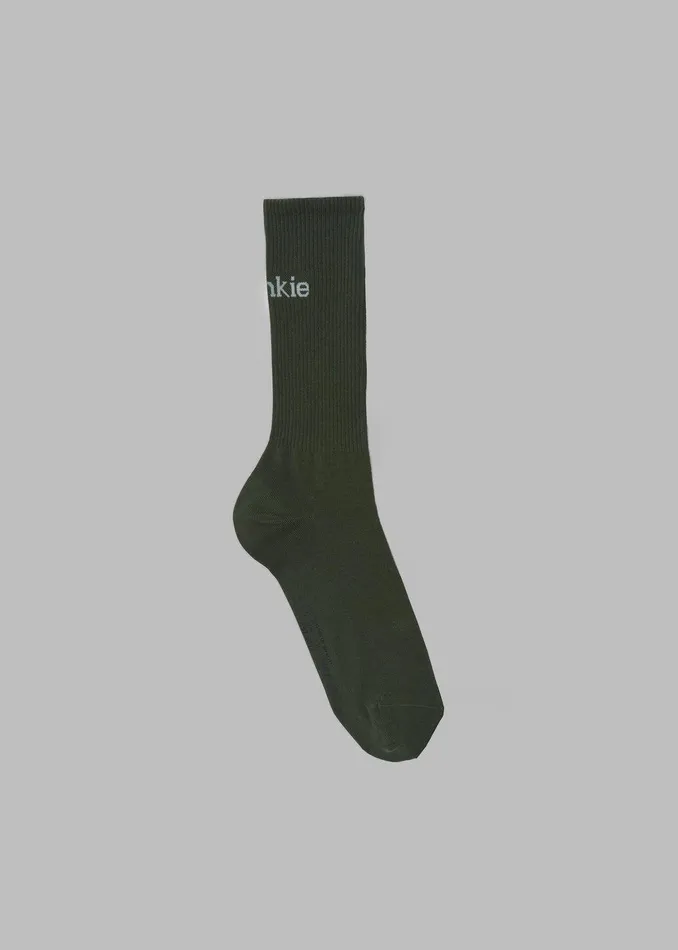 Frankie In English Ribbed Socks 8211 Army Green WomenMen The Frankie Shop Accessories