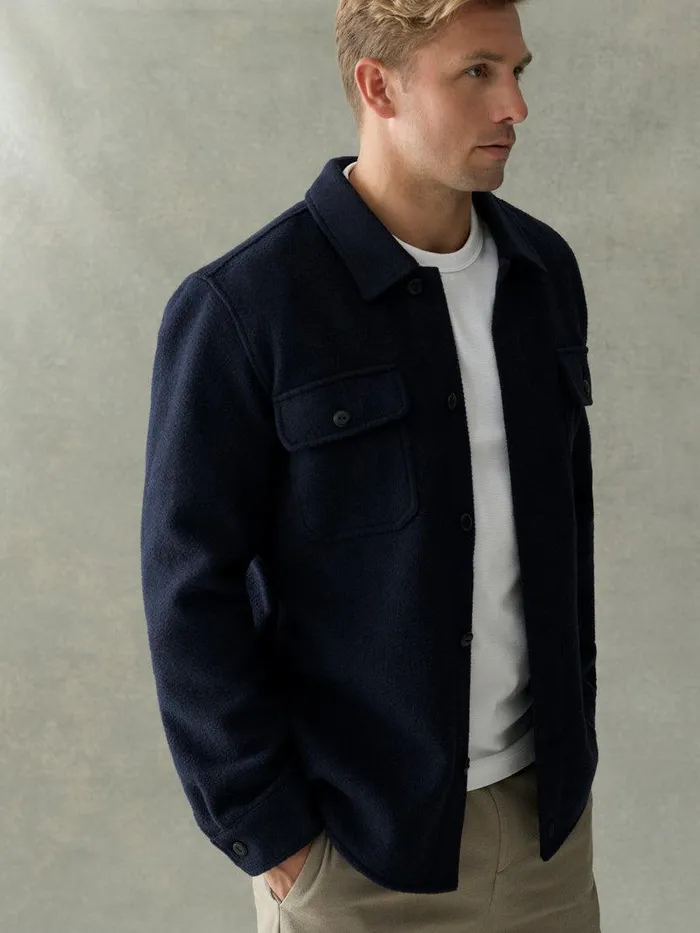 French Connection Coats and Jackets Man Brushed Overshirt Marine