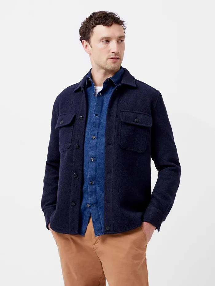 French Connection Coats and Jackets Man Brushed Overshirt Marine