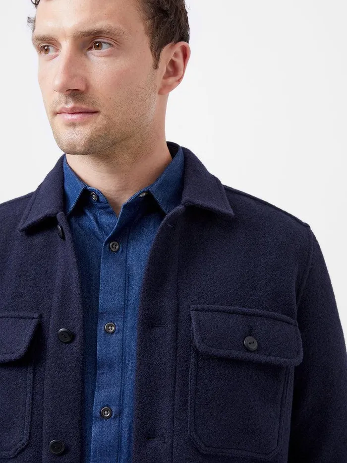 French Connection Coats and Jackets Man Brushed Overshirt Marine