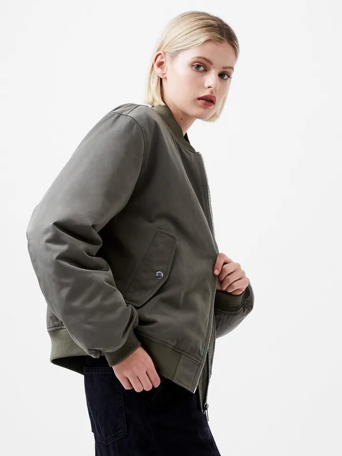 French Connection Coats and Jackets Woman Behati Bomber Jacket Dusted Khaki