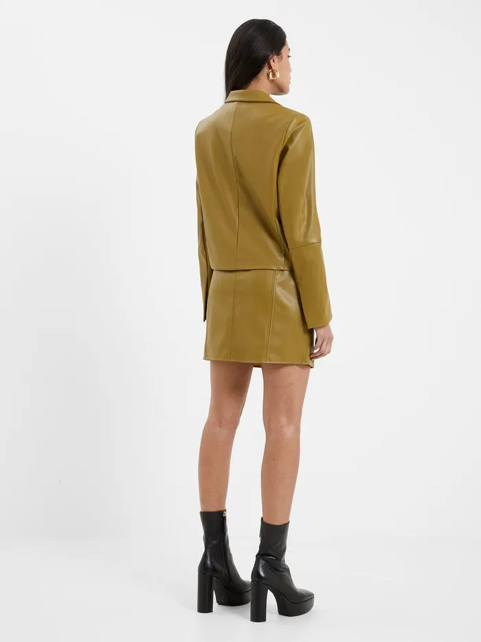 French Connection Coats and Jackets Woman Crolenda Pu LaceUp Cropped Blazer Nutria