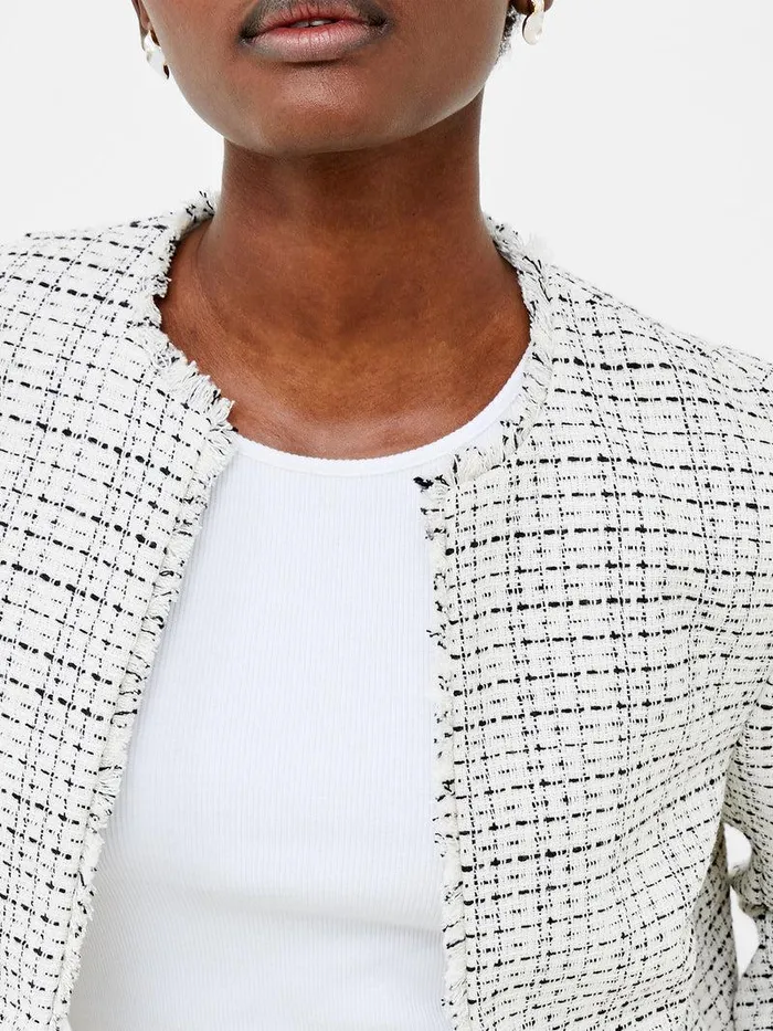 French Connection Coats and Jackets Woman Effie Boucle Collarless Blazer Classic Creamblacko