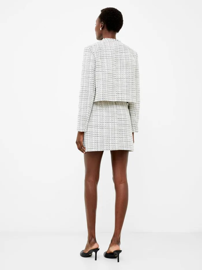 French Connection Coats and Jackets Woman Effie Boucle Collarless Blazer Classic Creamblacko