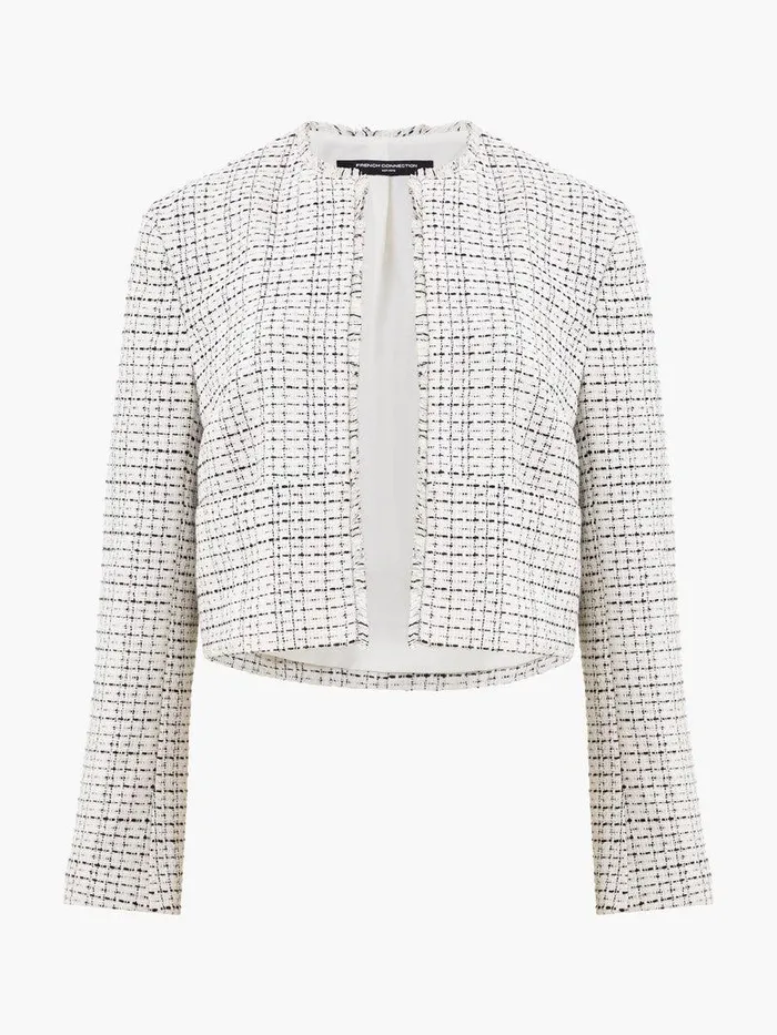 French Connection Coats and Jackets Woman Effie Boucle Collarless Blazer Classic Creamblacko