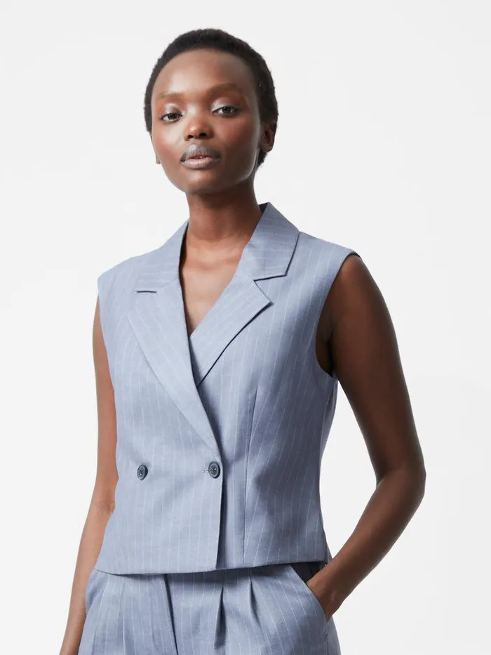 French Connection Coats and Jackets Woman Fiorella Pinstripe Waistcoat Grey