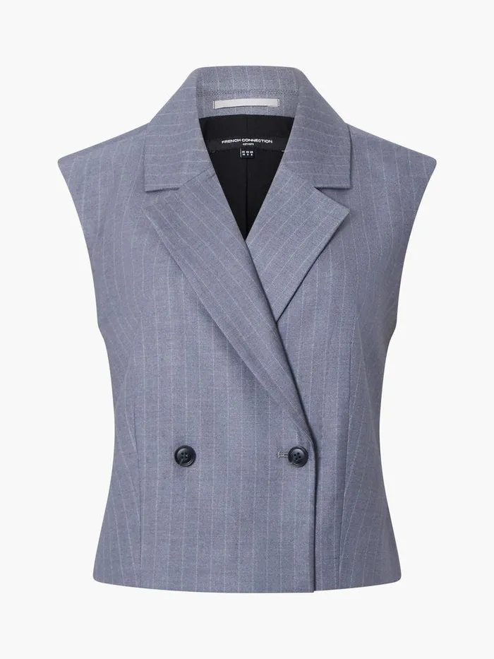 French Connection Coats and Jackets Woman Fiorella Pinstripe Waistcoat Grey
