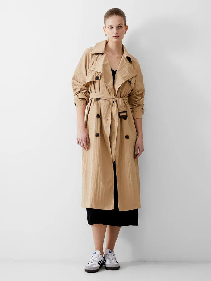 French Connection Coats and Jackets Woman Long Trench Coat Lgt Stone