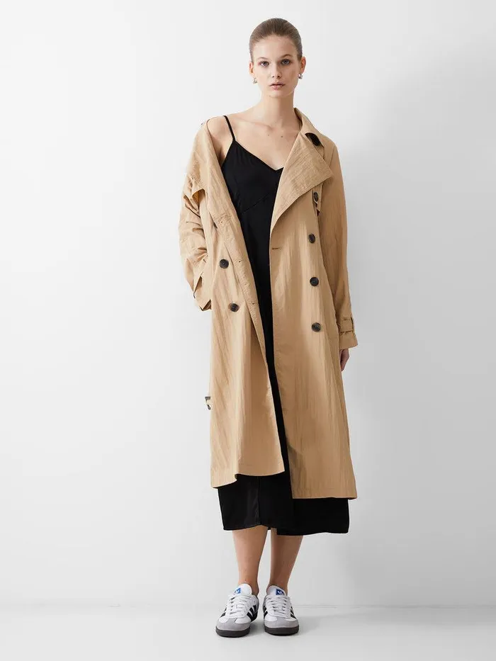 French Connection Coats and Jackets Woman Long Trench Coat Lgt Stone
