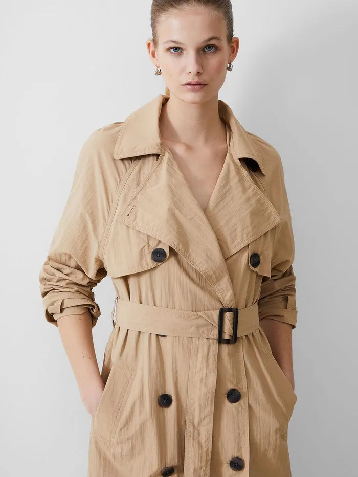 French Connection Coats and Jackets Woman Long Trench Coat Lgt Stone