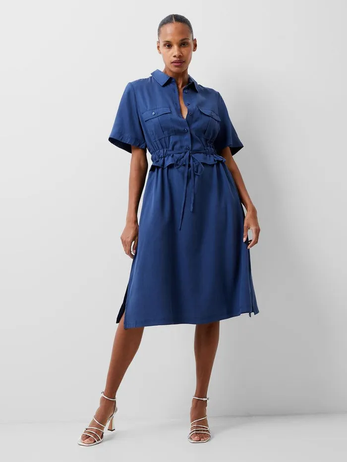 French Connection Dresses Woman Arielle Shirt Dress Midnight Blue