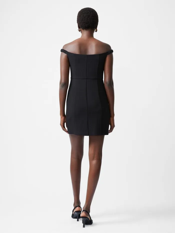 French Connection Dresses Woman Azra Twill Sweetheart Bardot Mini Dress Black