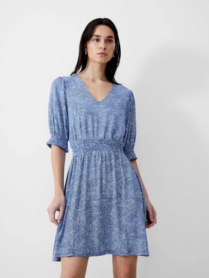 French Connection Dresses Woman Bernice Shirred Mini Dress Placidbluedknvywht