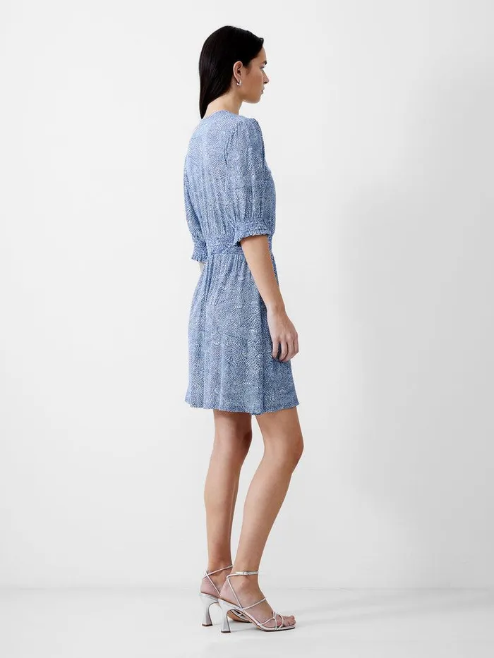 French Connection Dresses Woman Bernice Shirred Mini Dress Placidbluedknvywht