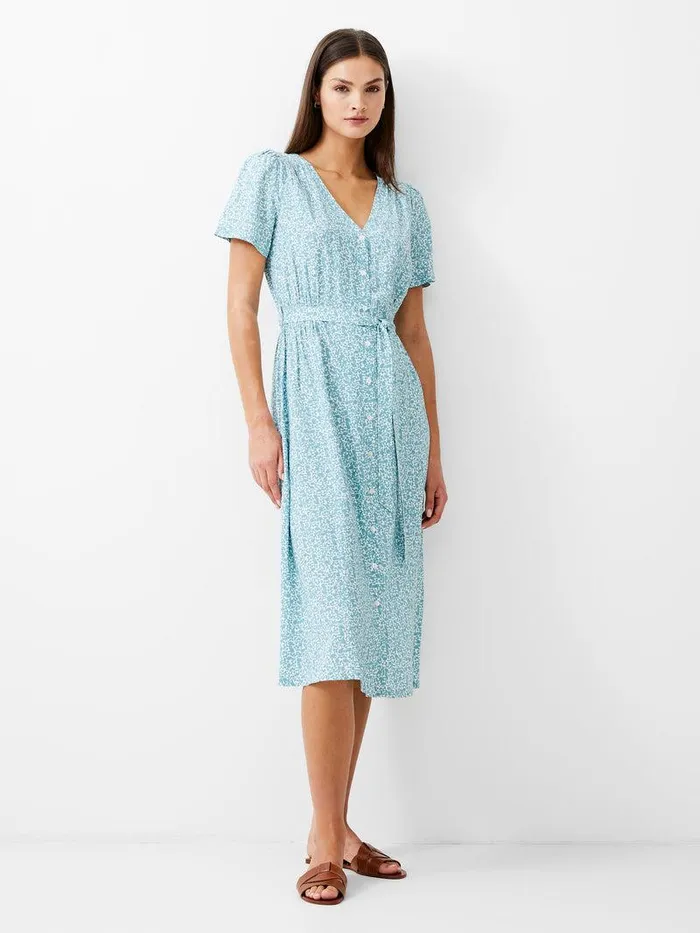 French Connection Dresses Woman Breya Button Midi Dress Still Water
