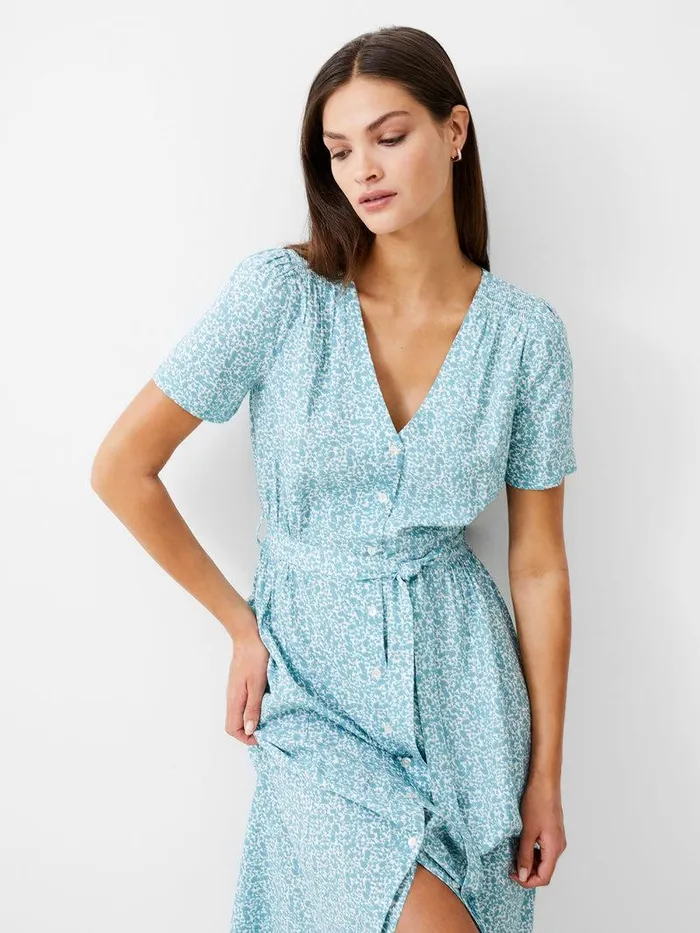 French Connection Dresses Woman Breya Button Midi Dress Still Water