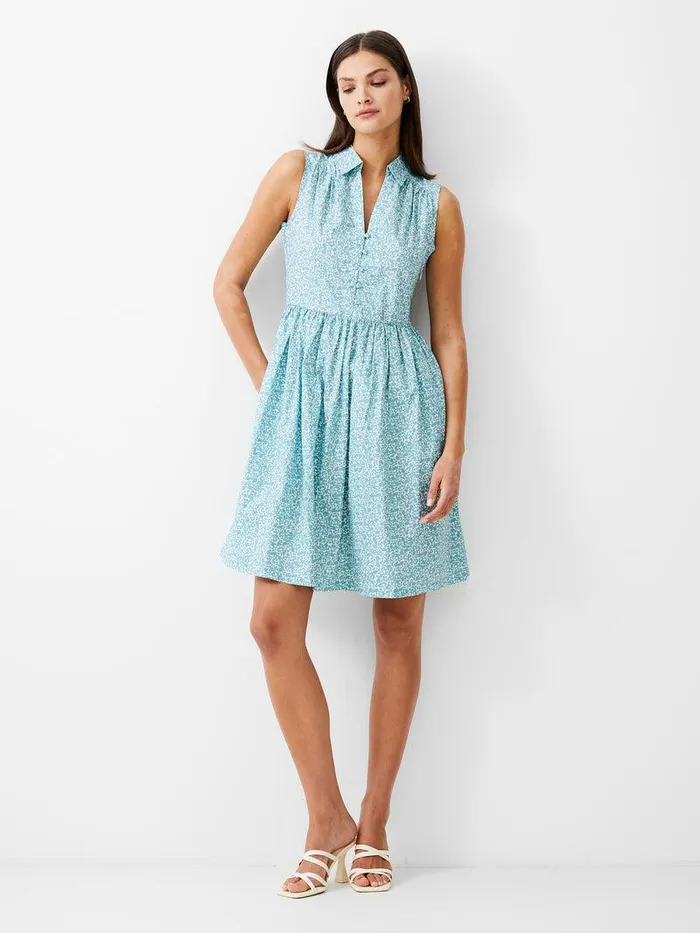 French Connection Dresses Woman Breya Sleeveless Smock Dress Still Water
