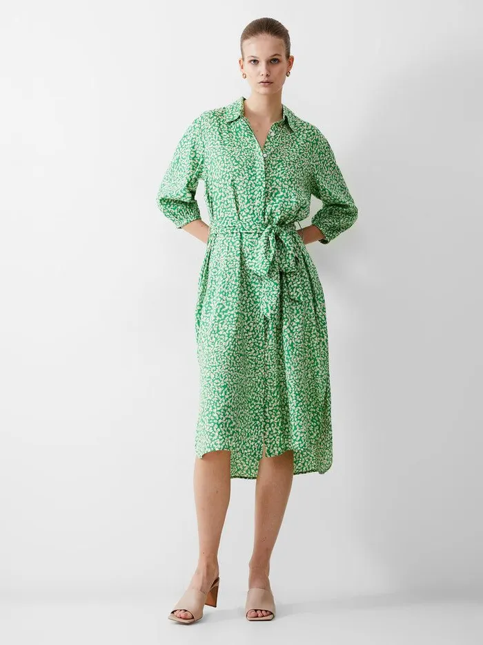French Connection Dresses Woman Cadie ButtonThrough Shirt Dress Poise Green