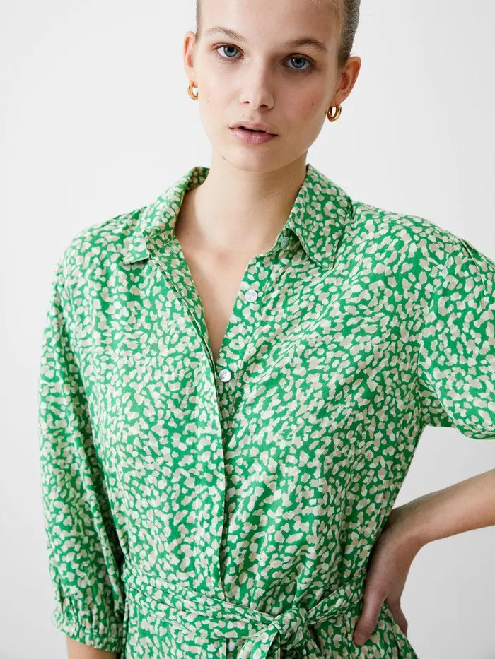 French Connection Dresses Woman Cadie ButtonThrough Shirt Dress Poise Green