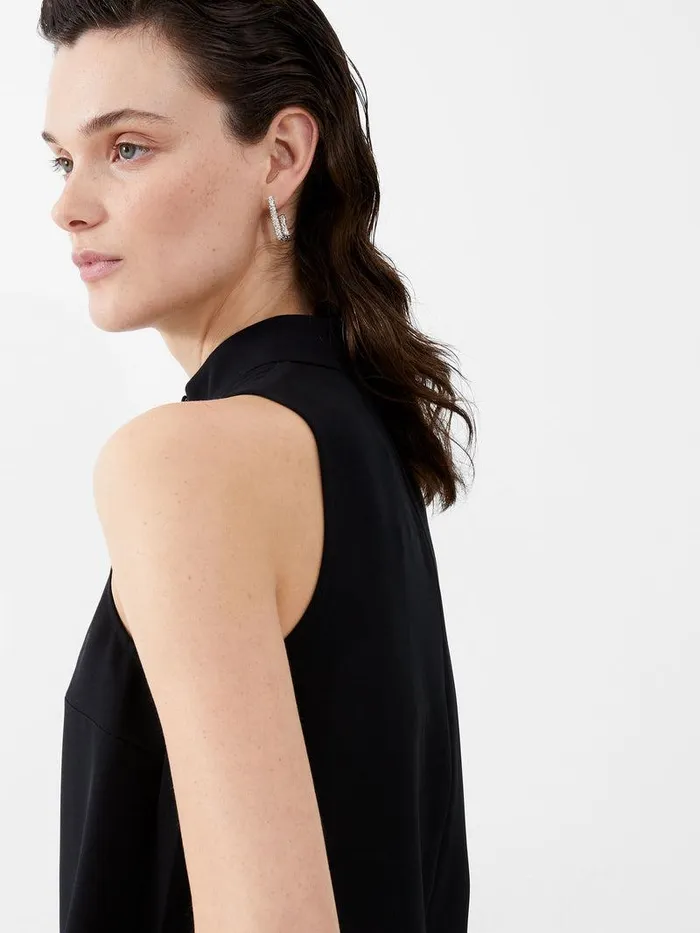 French Connection Dresses Woman Echo Sleeveless Keyhole Mini Dress Blackout