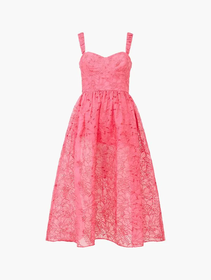 French Connection Dresses Woman Embroidered Lace Strappy Dress Azalea