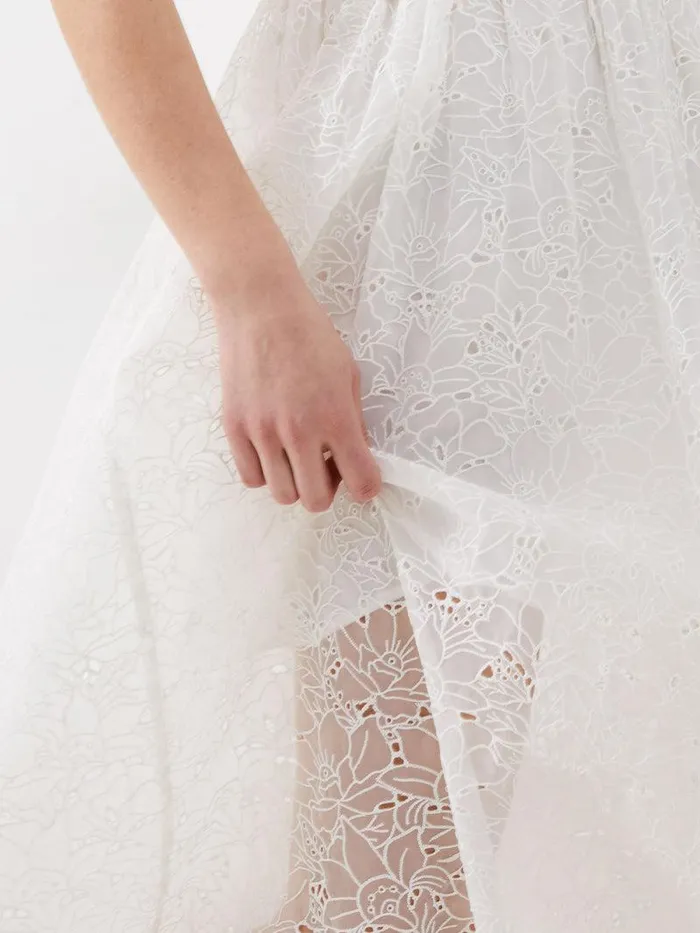 French Connection Dresses Woman Embroidered Lace Strappy Dress Summer White