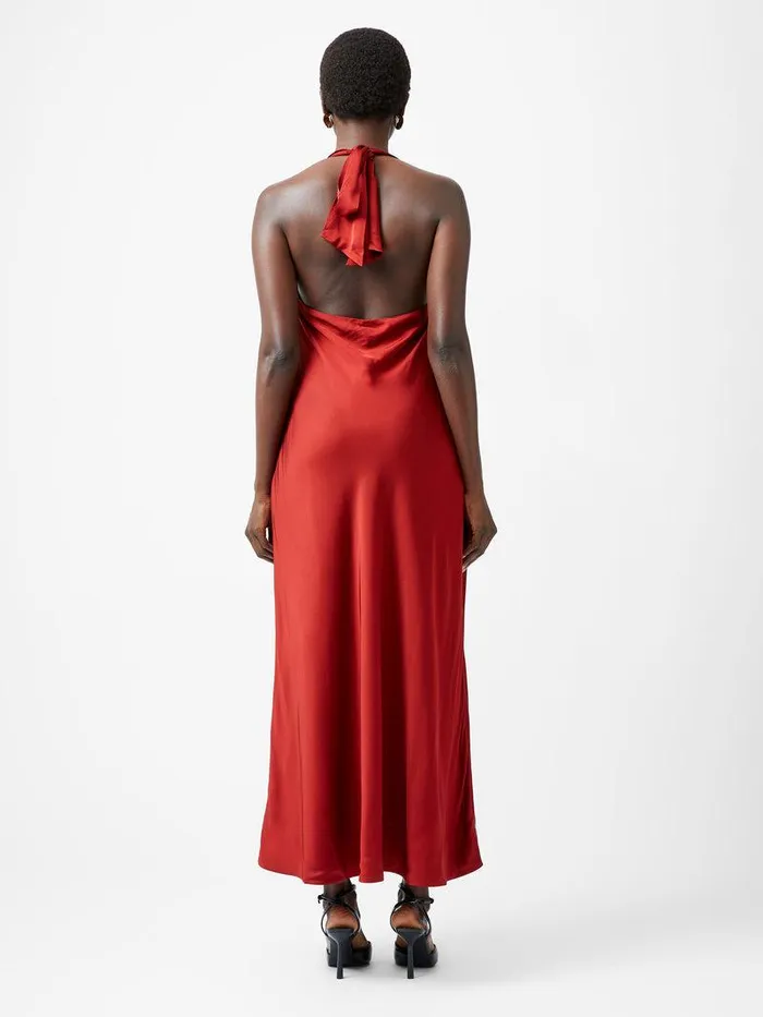 French Connection Dresses Woman Ennis Eco Satin Halterneck Midi Dress Wine