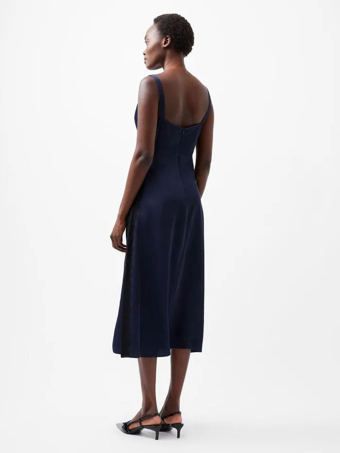 French Connection Dresses Woman Ennis Eco Satin Lace Dress Marineblack