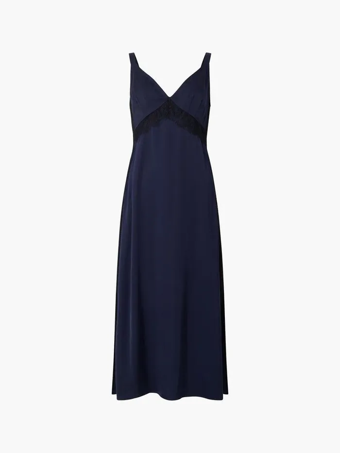 French Connection Dresses Woman Ennis Eco Satin Lace Dress Marineblack