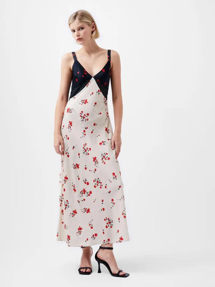 French Connection Dresses Woman Floramour Ennis Eco Satin Slip Dress Classic Creamblacko